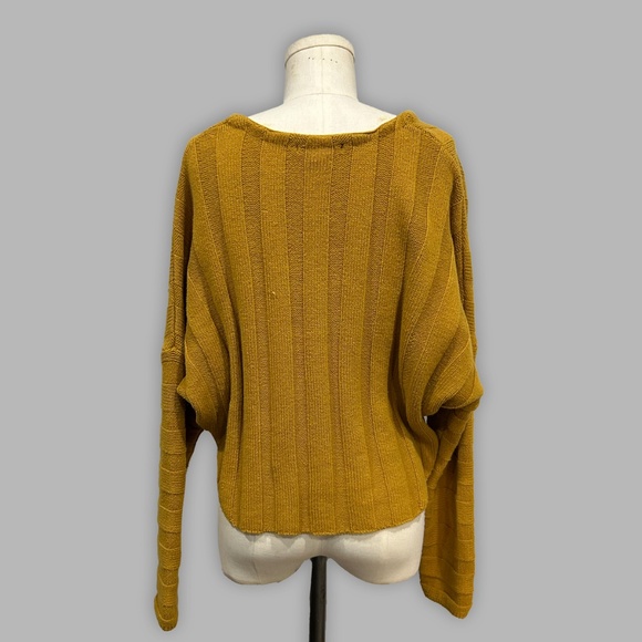 Forever 21 Mustard Yellow Brown Knit Cropped Sweater Shirt Womans - Picture 3 of 4